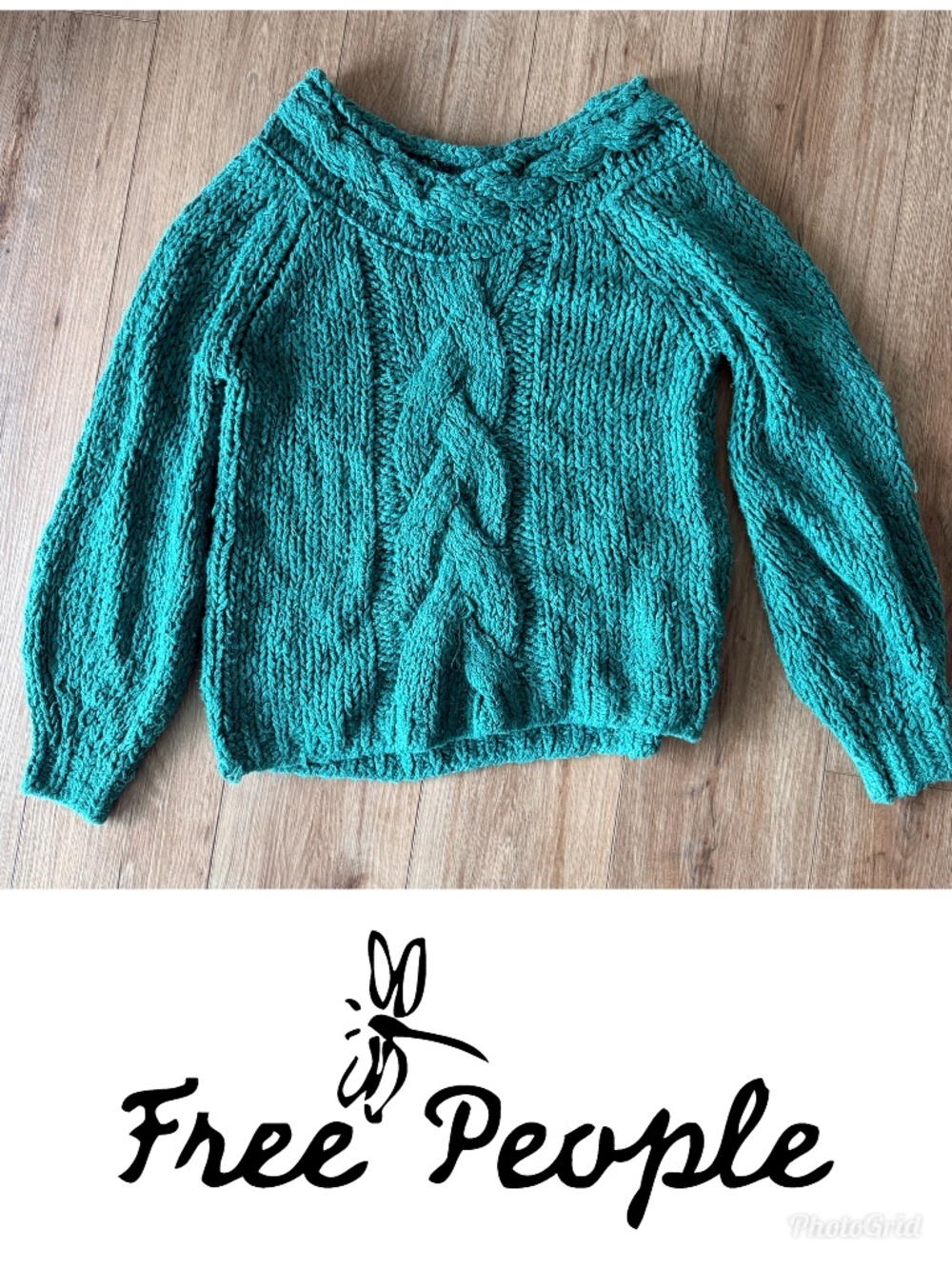 Free People wide neck knit sweater.